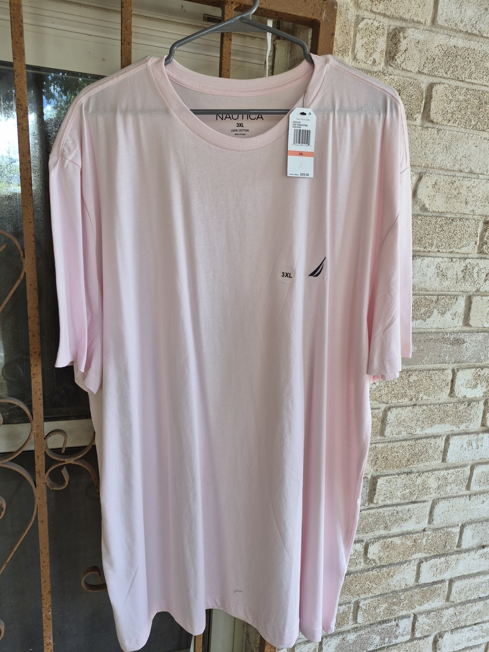 Nautica Men’s Pale Pink Crew Neck Short Sleeve Tee